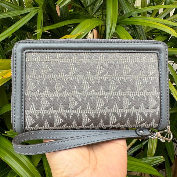 Michael Kors Jet Set Fulton Multifunction Phone Wallet MK Heather Grey Multi - Picture 2 of 10